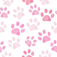 Seamless pink colored paw print background.zip