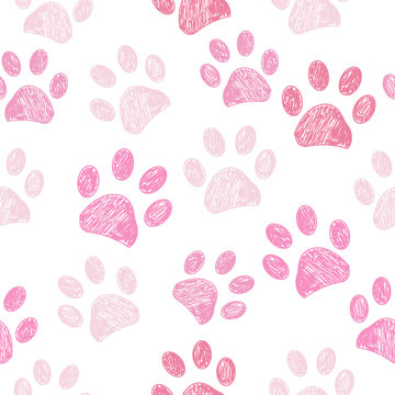 Seamless pink colored paw print background.zip