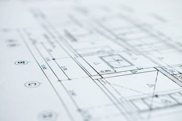 Close-up picture showing details of construction plans.