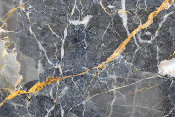 Gold yellow and white atterned natural of dark gray marble (Russia Gold) background texture for product design.