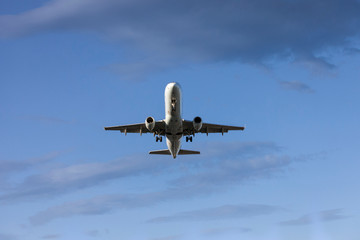Fototapeta na wymiar Flying passenger Airplane preparing to land