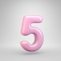 Bubble Gum pink number 5 isolated on white background