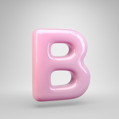Bubble Gum pink letter B uppercase isolated on white background