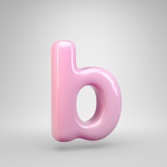 Bubble Gum pink letter B lowercase isolated on white background