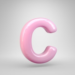 Bubble Gum pink letter C uppercase isolated on white background