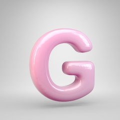 Bubble Gum pink letter G uppercase isolated on white background