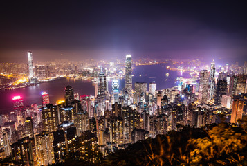 Naklejka premium 世界三大夜景 香港 ビクトリア・ハーバー