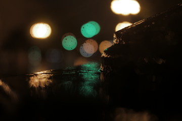 Bokeh, night rain background image