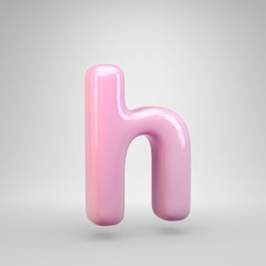 Bubble Gum pink letter H lowercase isolated on white background