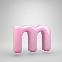 Bubble Gum pink letter M lowercase isolated on white background