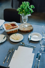 table setting for dinner at a restaurant