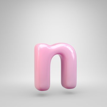 Bubble Gum Pink Letter N Lowercase Isolated On White Background