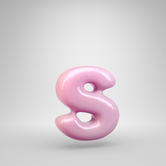 Bubble Gum pink letter S lowercase isolated on white background