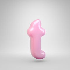Bubble Gum pink letter T lowercase isolated on white background