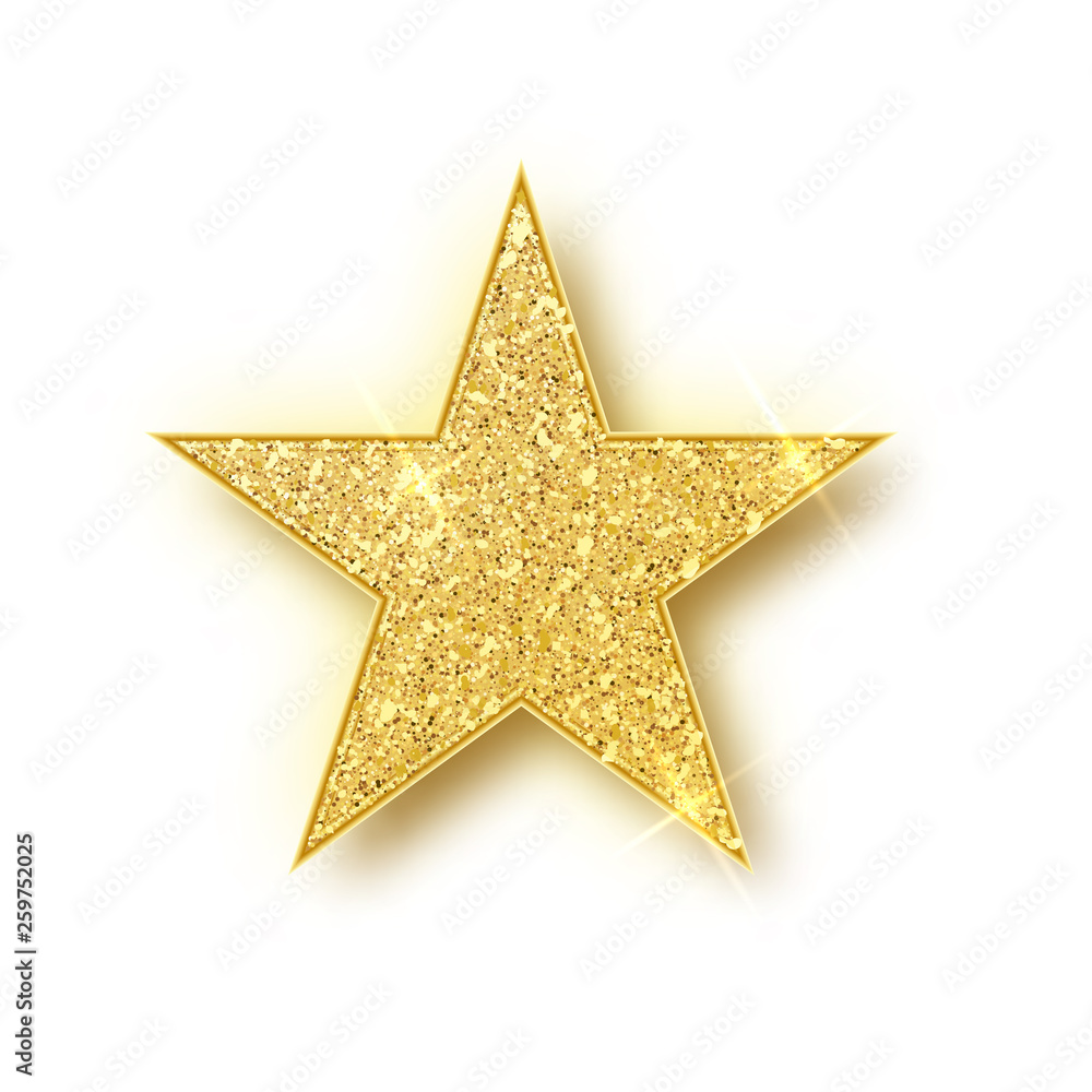 Wall mural gold glitter star vector isolated. golden sparkle luxury design element isolated. icon of star isola