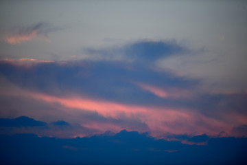 Details of storm clouds in the light of dawn on a dawn of early spring days. Vitoria-Gasteiz (Alava) Basque Country, Spain