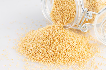 Amaranth beans in glass bowl