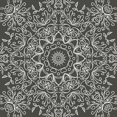 luxury ornamental mandala design background in black and white color. Vector