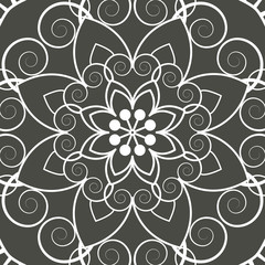 luxury ornamental mandala design background in black and white color. Vector