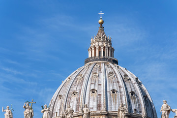 Fototapeta na wymiar Rome, Italy. Vatican dome of Saint Peter Basilica (Italian: San Pietro)
