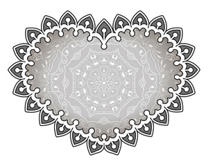 Heart with floral Mandala. Vintage decorative elements. Oriental pattern, vector illustration. Islam, Arabic, Indian, turkish, pakistan, chinese, ottoman motifs