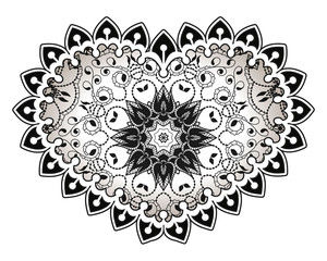 Heart with floral Mandala. Vintage decorative elements. Oriental pattern, vector illustration. Islam, Arabic, Indian, turkish, pakistan, chinese, ottoman motifs