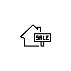 for sell announcement icon, property set in outline black style, vector