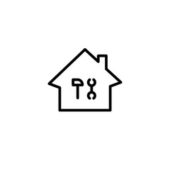 renovation icon, property set in outline black style, vector