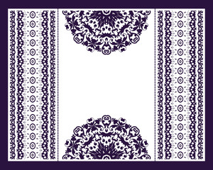 Vector envelopes for wedding invitation with laser cut pattern. Mandala, layout, design, Eastern, ethnic style wedding invitations. Collection envelopes for laser cutting mandala