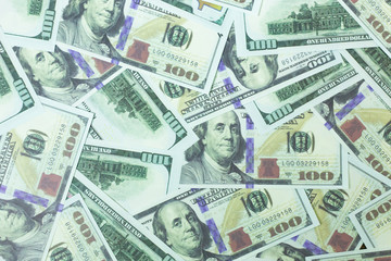 Close up 100 dollar banknote  business content.
