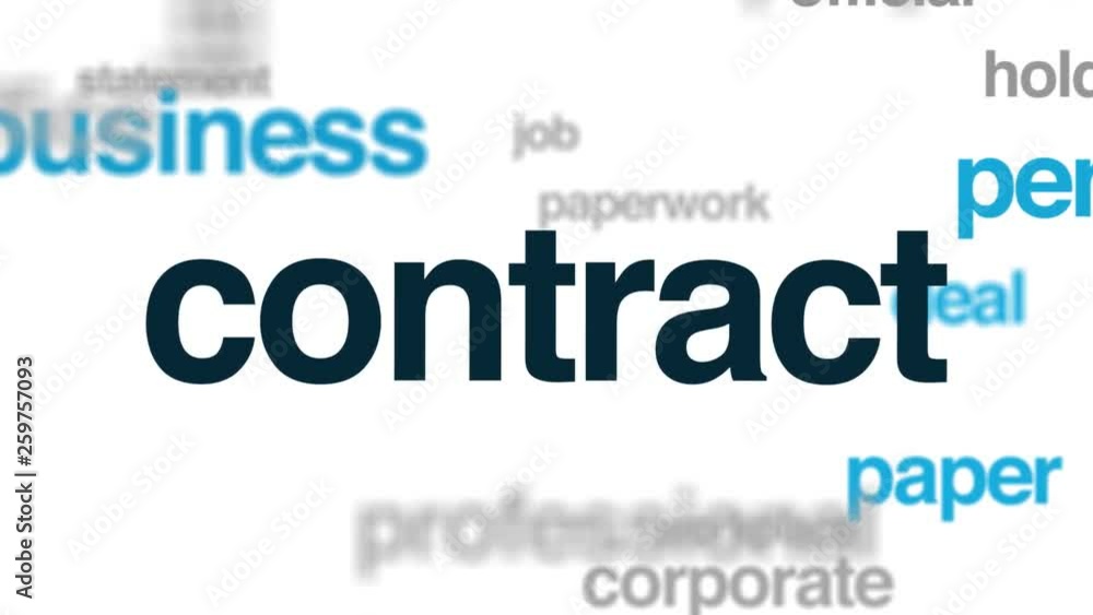 Poster contract animated word cloud. kinetic typography.