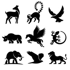 creative animal silhouette vector set collection