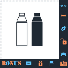 Plastic bottle icon flat