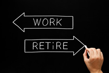 Work Or Retire Decision Arrows Concept