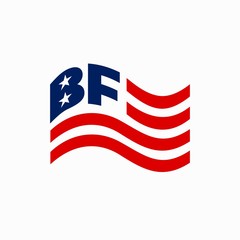 The BF letter forms the USA Flag