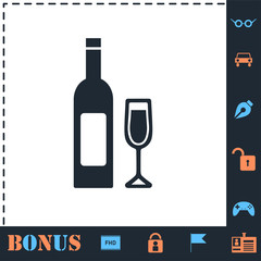 Wine icon flat