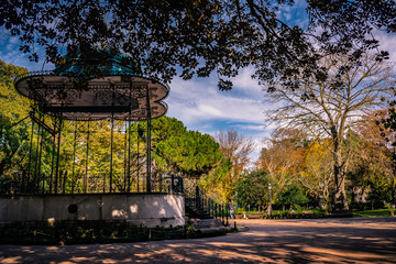 Landscape in Lapa in Jardim da Estrela with bandstand, Lisbon - Portugal