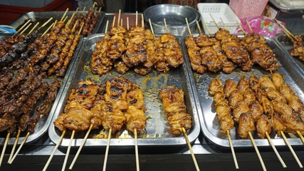 asian food market in phetchaburi thailand