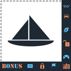 Fototapeta premium Sailing boat icon flat