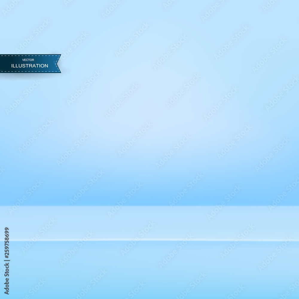 Poster banner for advertise product on website, vector empty light room background light blue color studio 