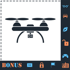 Drone quadrocopter icon flat