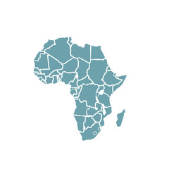 Naklejka premium Africa simple map with borders, vector silhouette