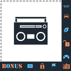 Cassette player icon flat