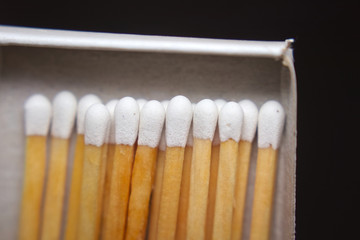 Matches in a box close up