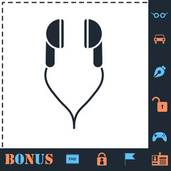 Vacuum headphones icon flat