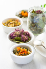 Herbal tea, white background