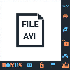 Obraz premium AVI File icon flat