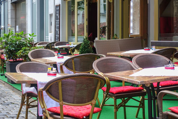 LEIPZIG, GERMANY - July 21, 2017: Restaurants in Old Town Leipzig, Germany