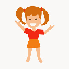 Bright illustration with smiling girl. Vector illustration