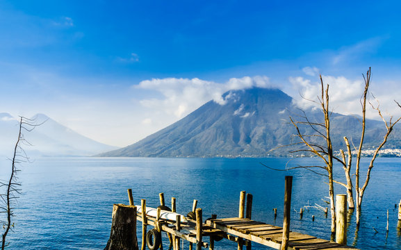 View on Volcano by lake Atitlan in Guatemala